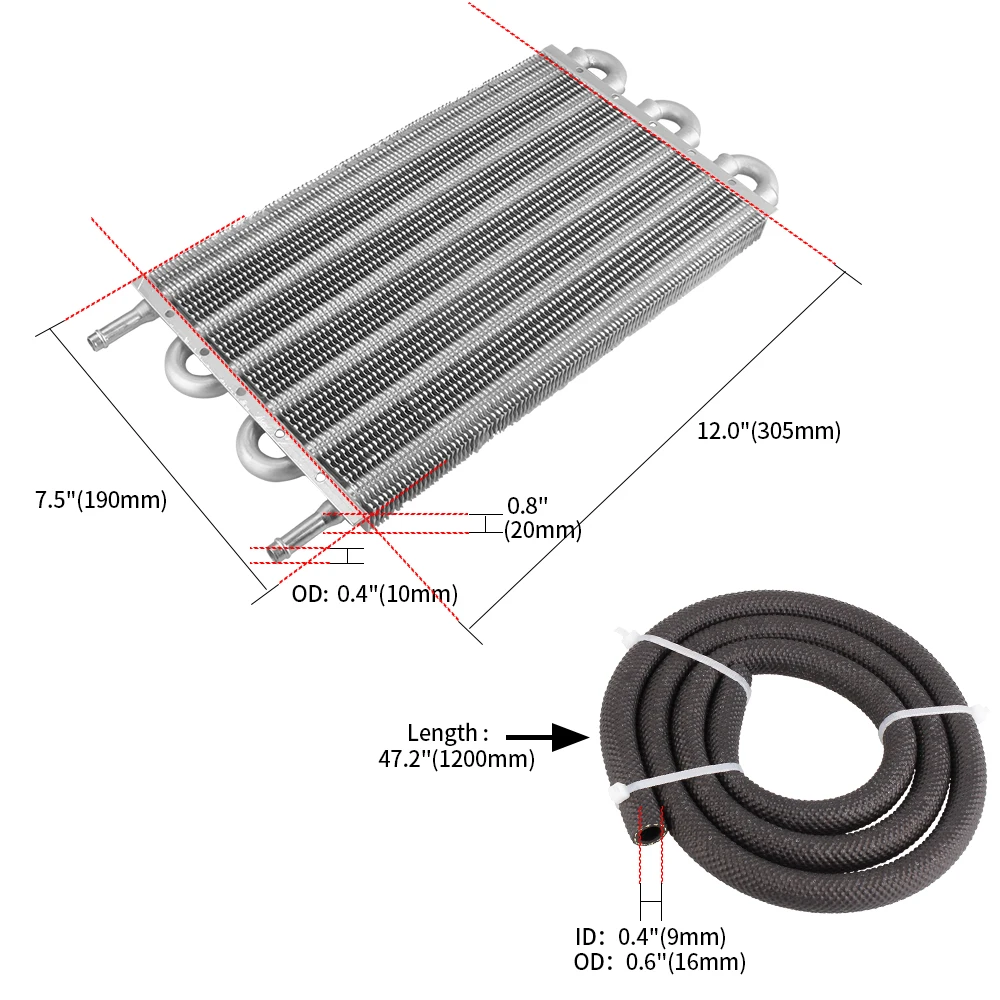 RASTP-4/6/8 filas Kit de enfriador de aceite radiador placa de transmisión de coche de aluminio y enfriador de aceite de aleta convertidor de radiador Manual automático OSA014