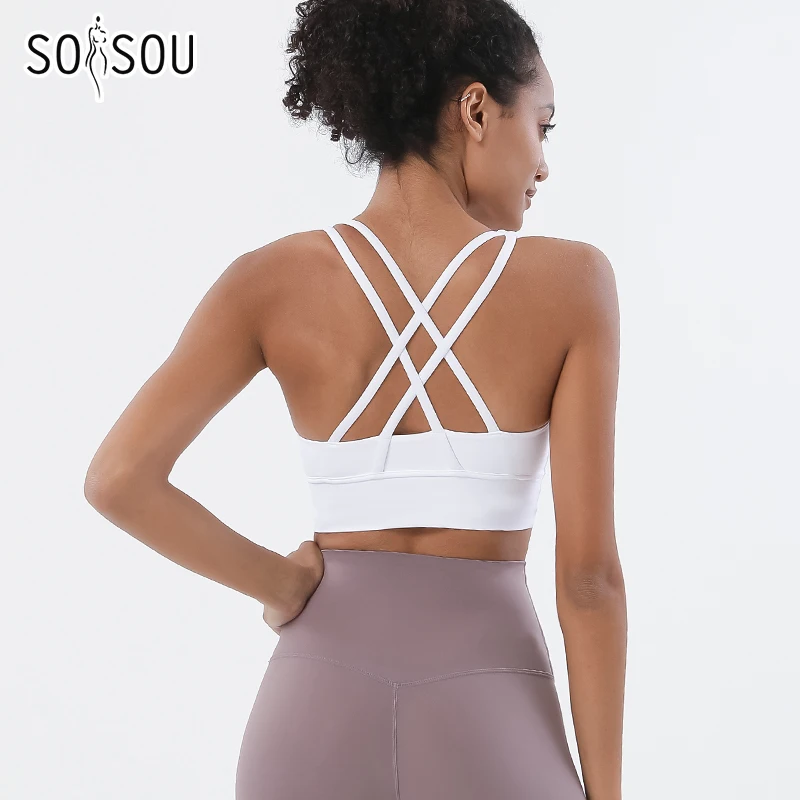 SOISOU-Sujetador deportivo de nailon para mujer, corpiños y corsés, Top Sexy, ropa interior transpirable para Fitness, Yoga, gimnasio, 30 colores