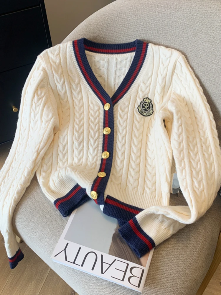 Jersey de Cachemira con cuello en V para mujer, prendas de punto cálidas, prendas de vestir retorcidas, Tops tejidos, otoño e invierno, novedad de 2024