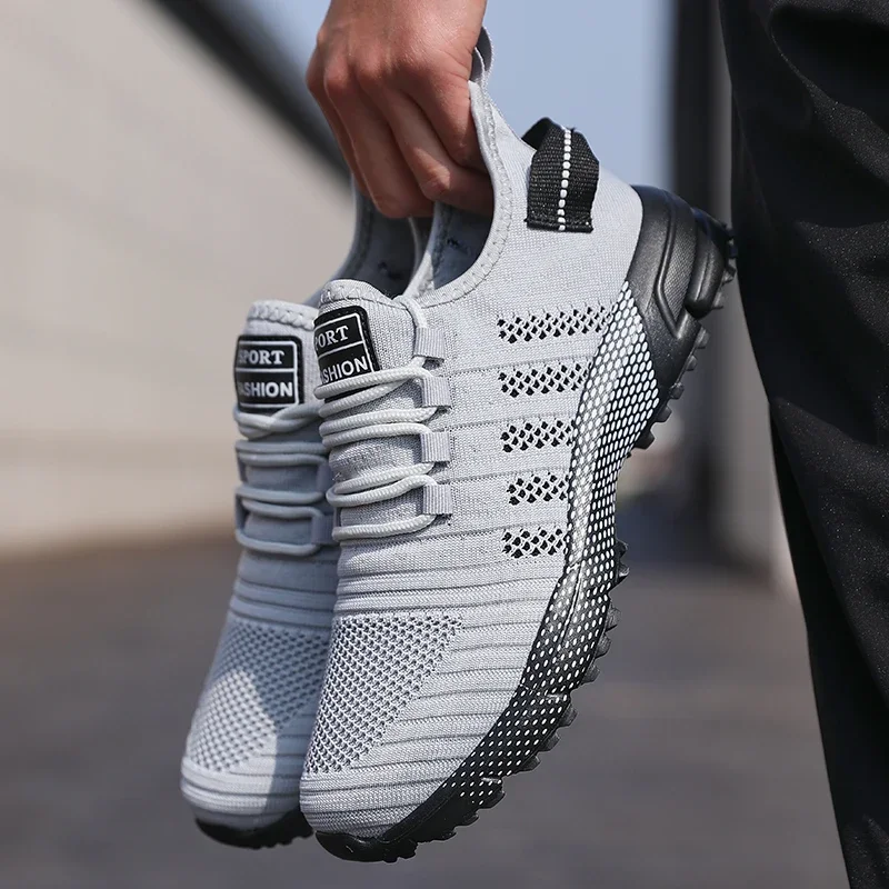 Zapatillas de deporte informales para Hombre, Zapatillas de malla ligeras y transpirables con suela blanda para correr, mocasines planos sin cordones, Zapatillas deportivas para Hombre