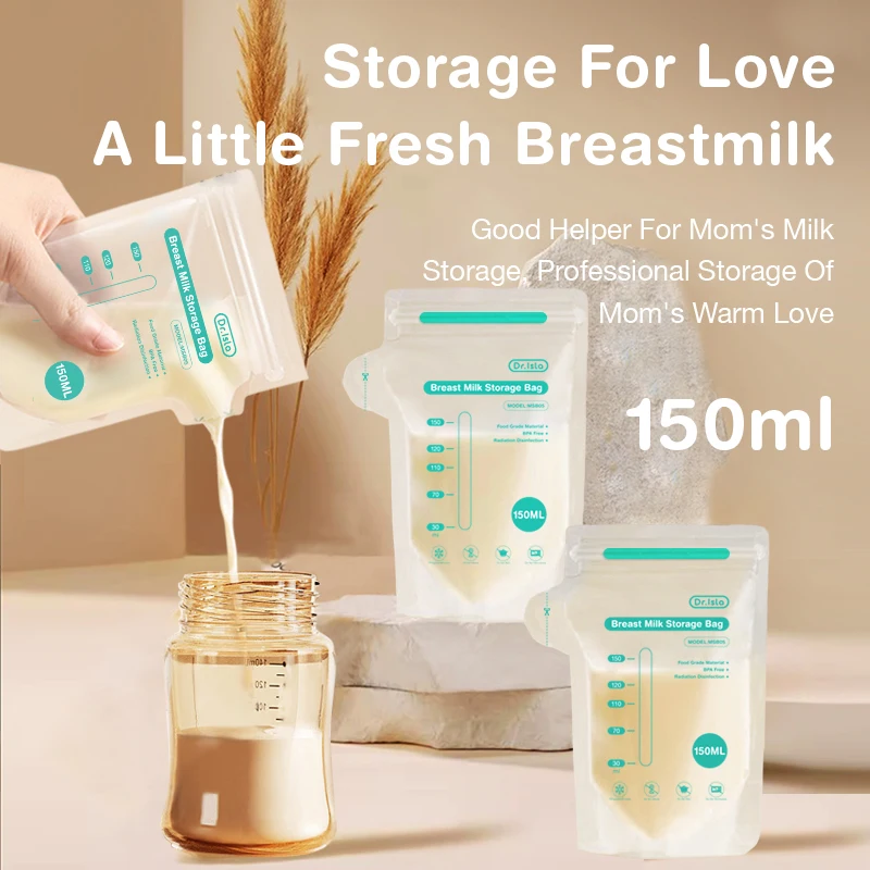 MAMIJOY 100 Uds bolsa de almacenamiento de leche materna 150ML bolsa de almacenamiento de leche congelada de pequeña capacidad desechable bolsas de alimentación seguras BPA-FREE MSB05