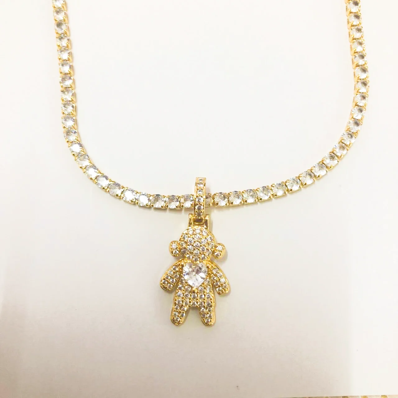 Collar de cadena tipo tenis con colgante de corazón de cristal CZ pavé, joyería hip hop para hombre y mujer, regalos de San Valentín, de Nidin Fashion.