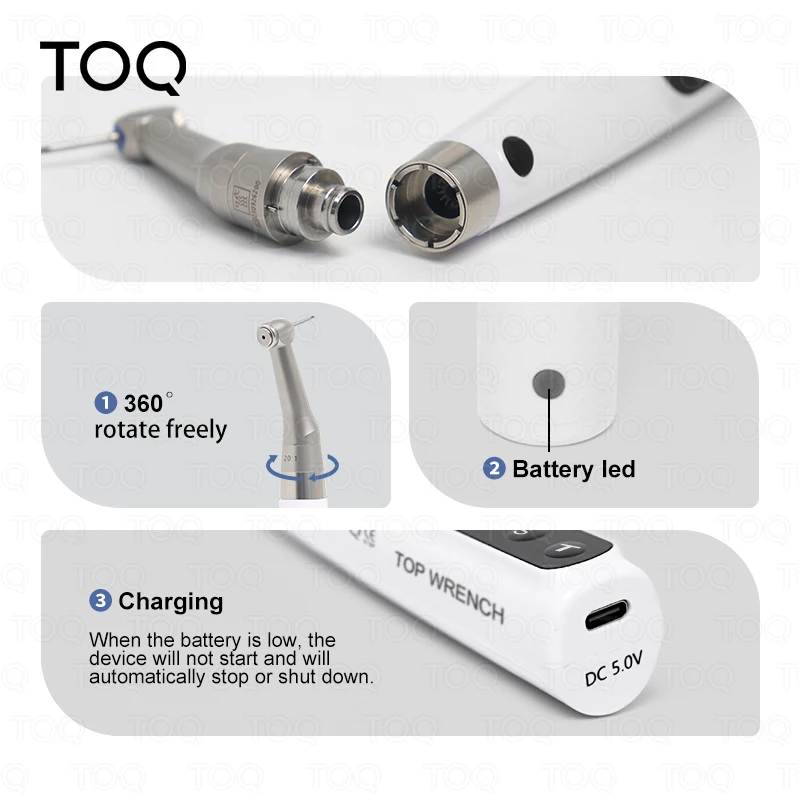 Llave eléctrica de torsión para implante Dental portátil, herramientas de reparación de implantes universales para odontología con tornillos de 16 Uds.