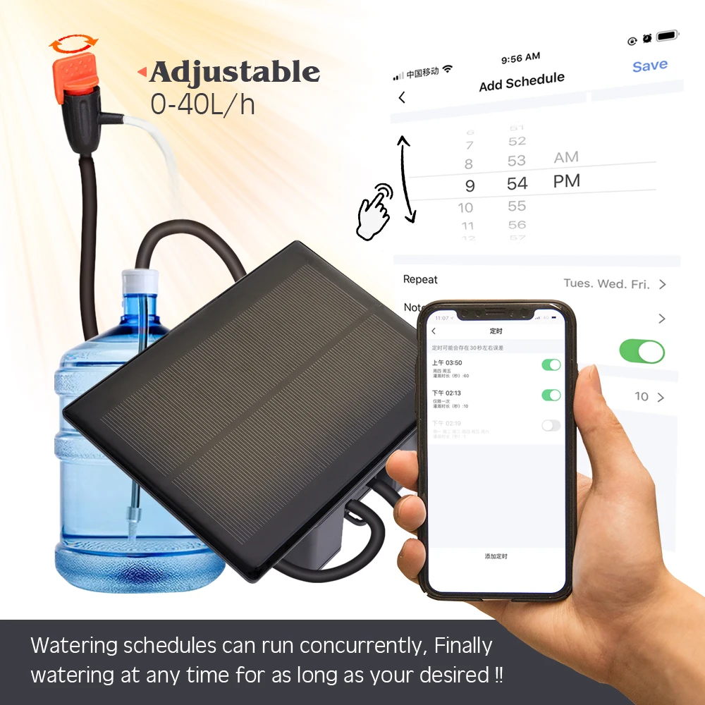 Tuya-Kit de riego por goteo automático, bomba de temporizador de energía Solar, compatible con Wifi, sistema de riego por Control remoto para teléfono móvil y jardín