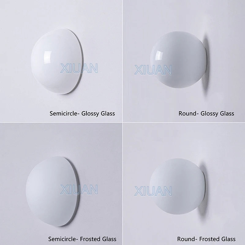 Nuevas lámparas de pared de cristal con Base oculta, luz de pared de bola redonda blanca lechosa Bauhaus francesa para mesita de noche, sala de estar, baño, espejo Dec