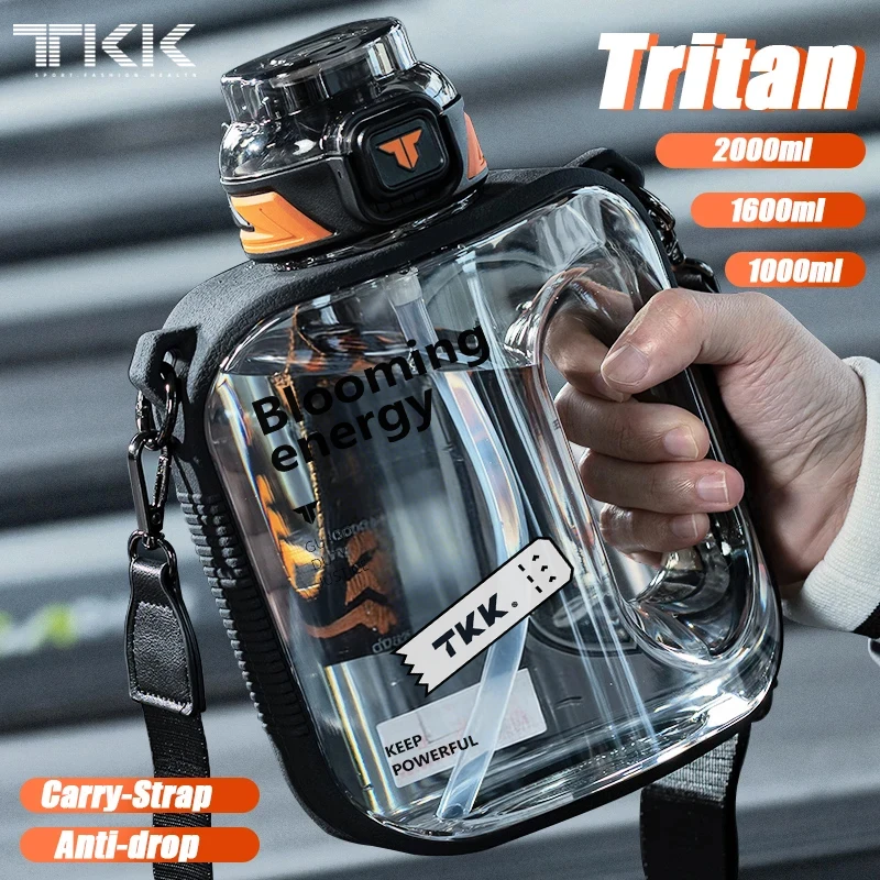 TKK 1/1.6/2L botella de agua deportiva TRITAN taza creativa de gran capacidad resistente al calor hervidor de viaje para adultos al aire libre gimnasio jarras de Fitness