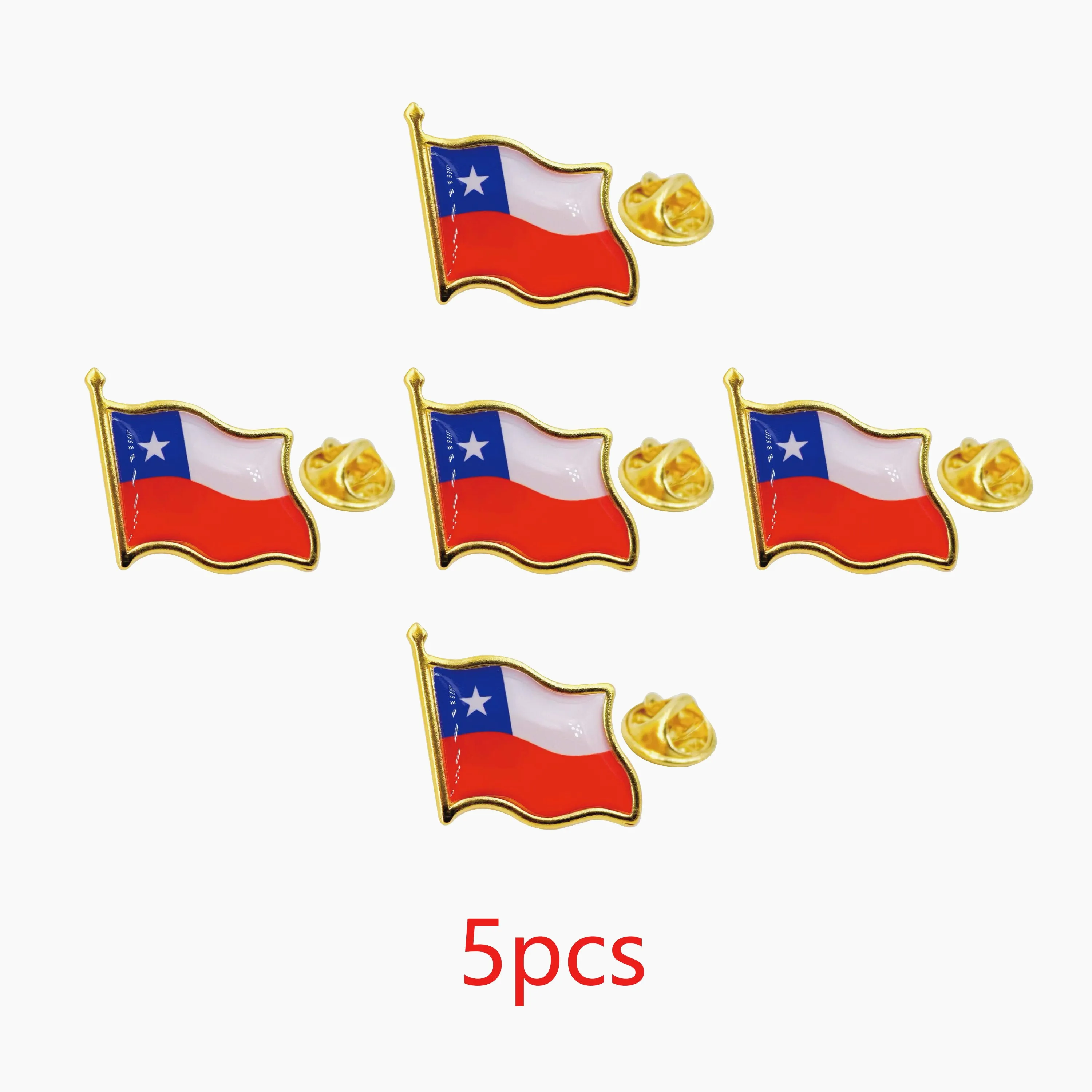 Alfileres de solapa con bandera de Chile, paquete a granel, insignias con emblema nacional de Chile para chaquetas, sombreros, mochilas y ropa