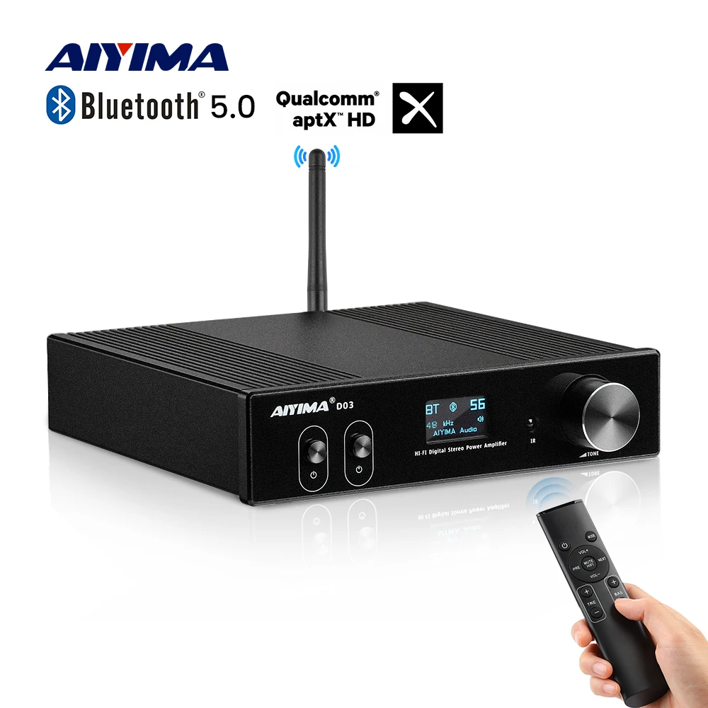 AIYIMA-Amplificador DE Audio D03 con Bluetooth 5,0, 150Wx2, estéreo, HiFi 2,1, inalámbrico, sonido Digital, Subwoofer, USB, DAC, APTX