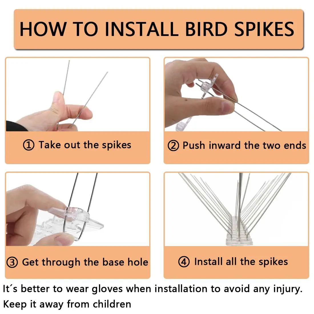Juego de repelente de aves de acero inoxidable, 12 Uds., picos para palomas, disuasivo, antiaves, palomas, ardilla, gatos, repelente para techo de valla de jardín