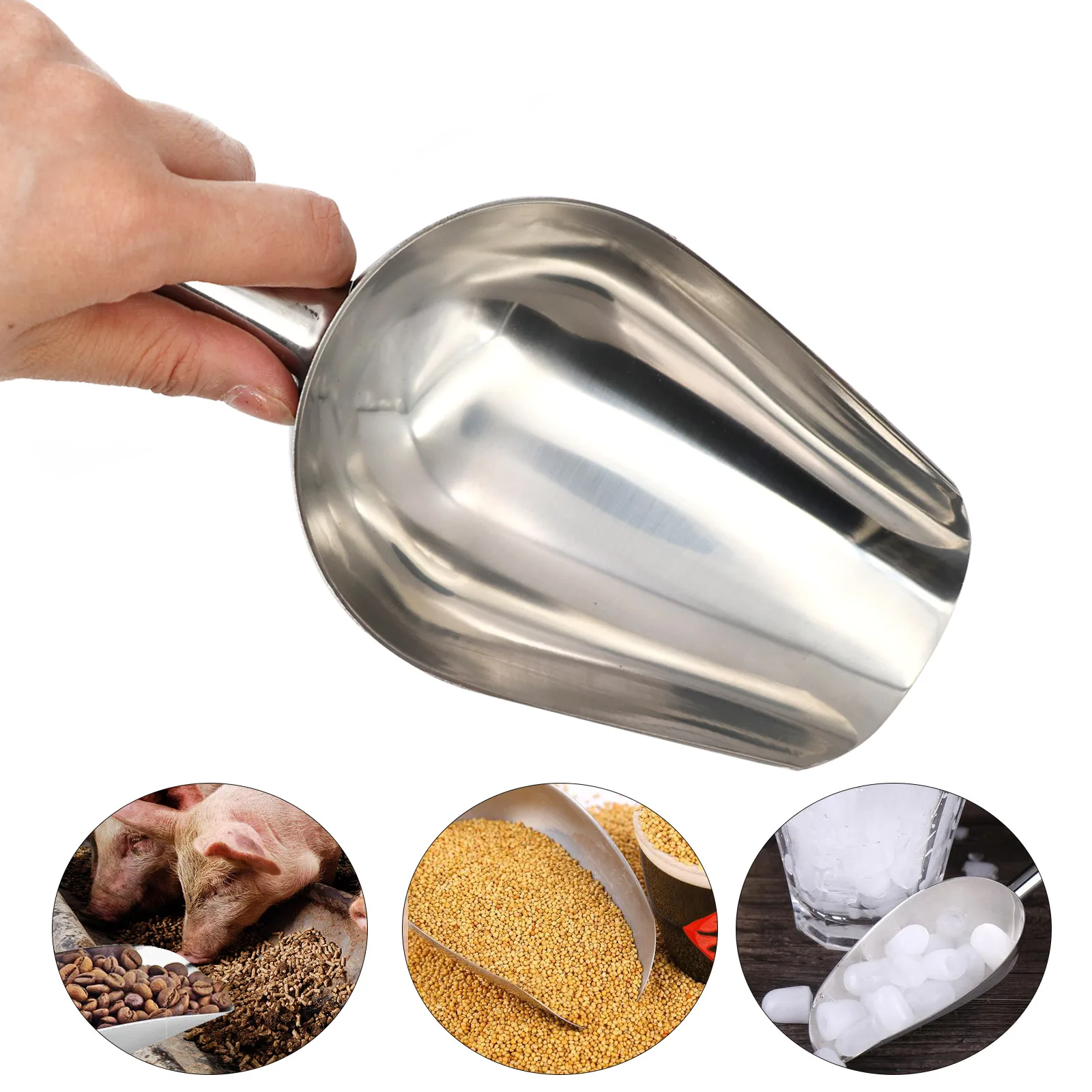 Pala de comida para mascotas, pala de alimentación para perros de acero inoxidable, cuchara para comida seca para gatos, cuchara gruesa de gran capacidad para comida para perros, 23,5x8x5cm