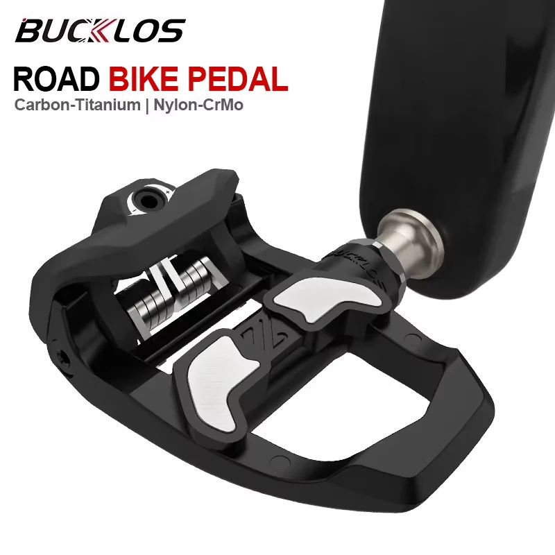 Pedales de Bicicleta BUCKLOS, Pedales de Carretera sin Clip, de Carbono y Nailon Ultraligeros, Autoblocantes, para Ciclismo de Gravel