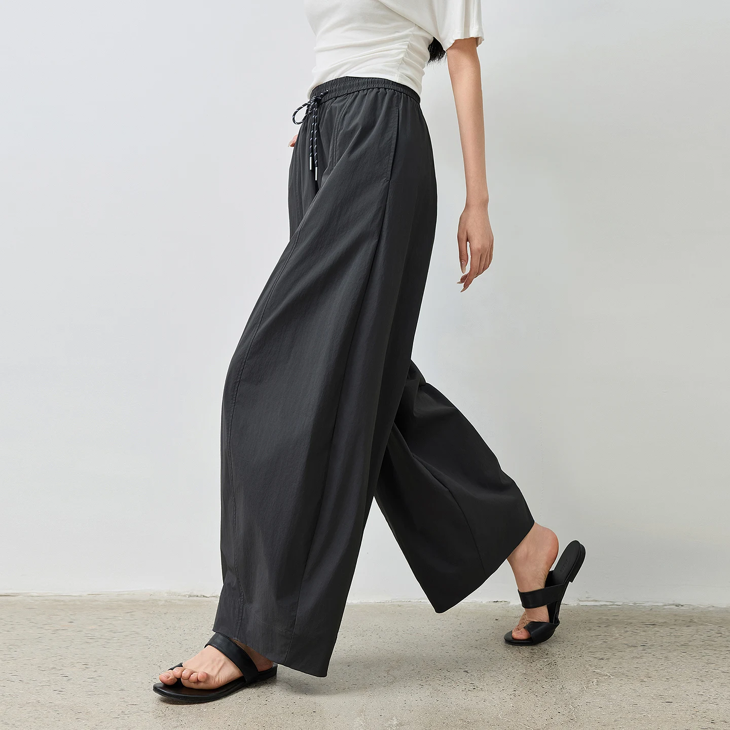 Pantalones Casuales Texturizados para Mujer TOYOUTH, Verano 2026, Nuevos, Protección Solar UPF50+, Cintura Elástica, Holgados, Cubren la Cadera, Estilo Banana, a la Moda