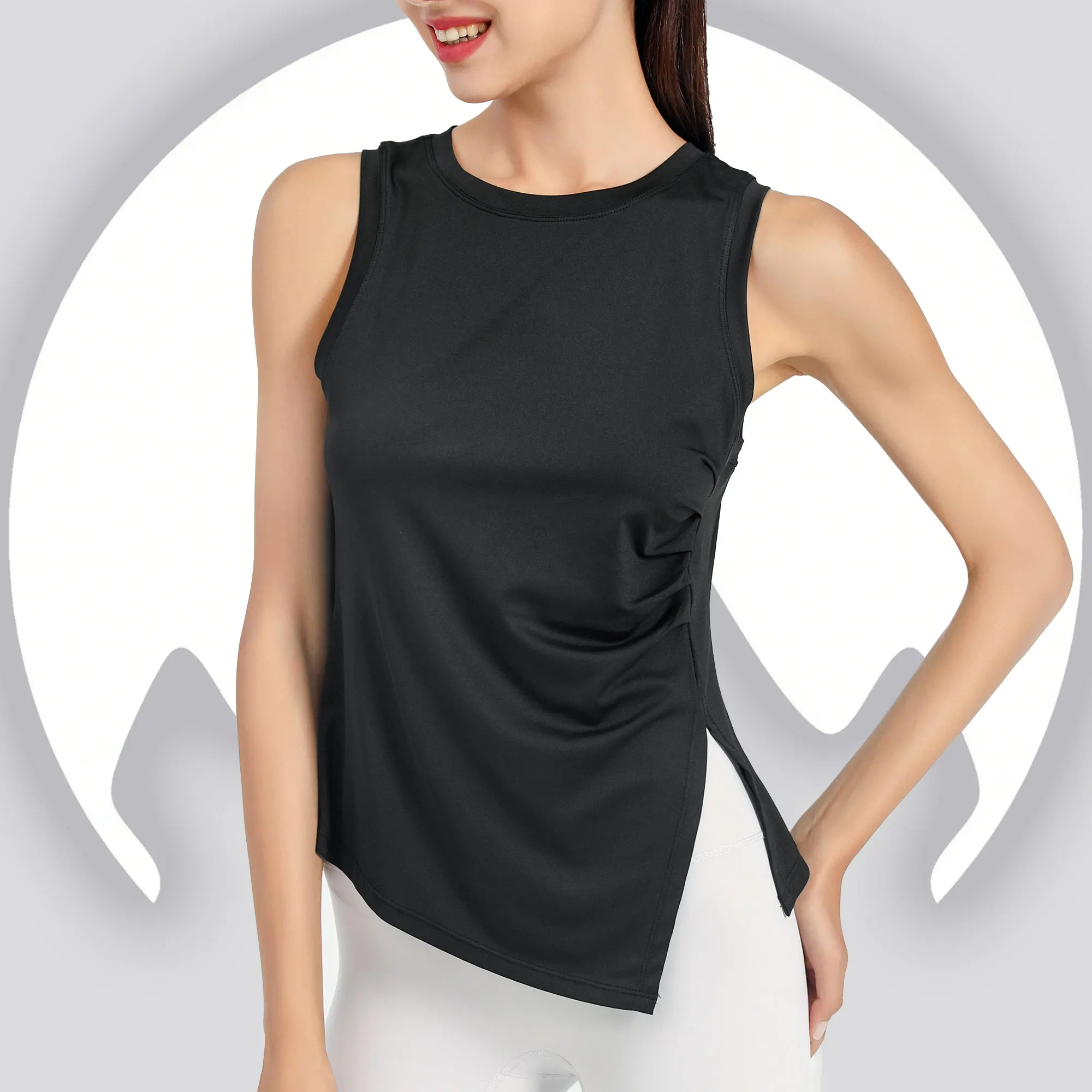 Chaleco deportivo con abertura para mujer, chaleco recortado de Yoga y Pilates de alta elasticidad, Top para entrenamiento físico, camiseta sin mangas transpirable, ropa deportiva femenina