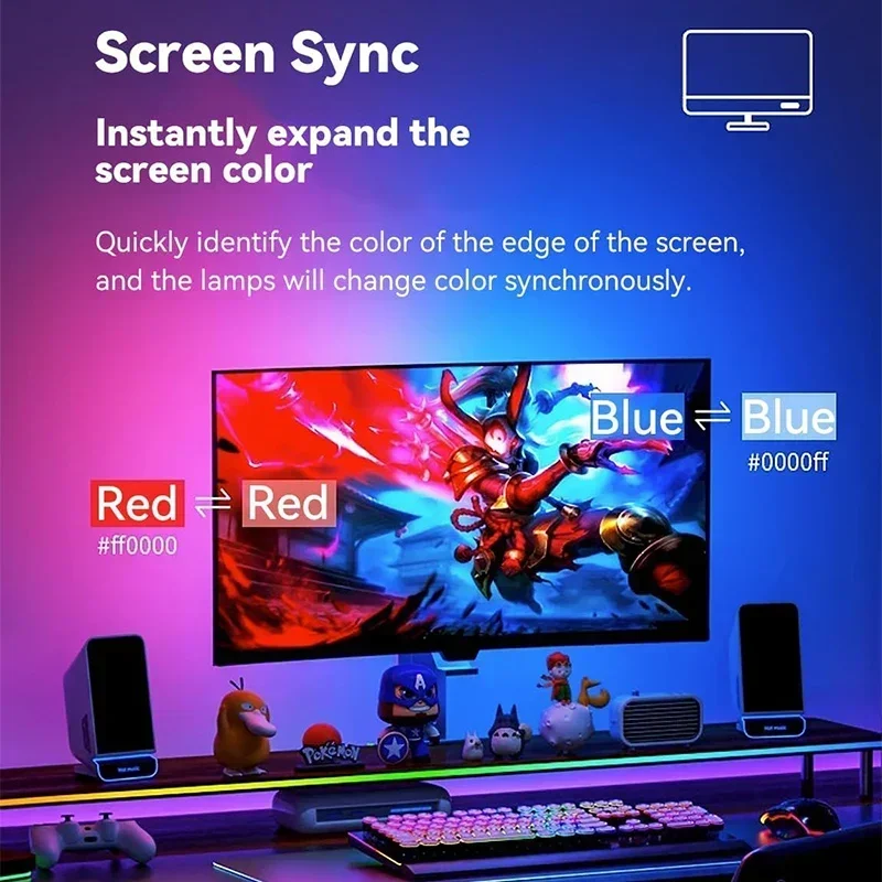 Pantalla de PC ambiental inteligente, sincronización de Monitor de ordenador, retroiluminación, tira de luz LED, Color RGB, juego DIY, lámpara de decoración de ambiente festivo