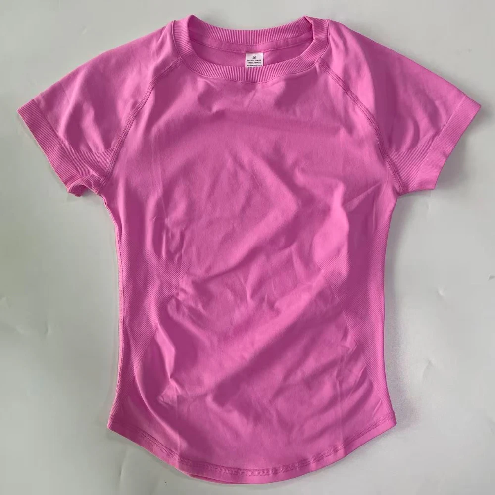 Top de manga corta palangre para mujer, Top corto de gimnasia, camiseta ligera para Yoga, ropa de entrenamiento elástica, camisetas deportivas para correr