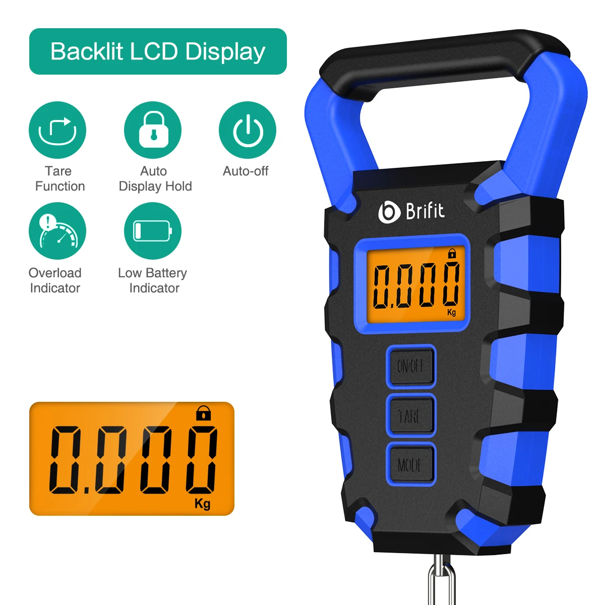 Báscula Colgante Digital Portátil de 50 kg con Regla, Gancho para Pescar, Báscula Electrónica para Equipaje con Pantalla LED