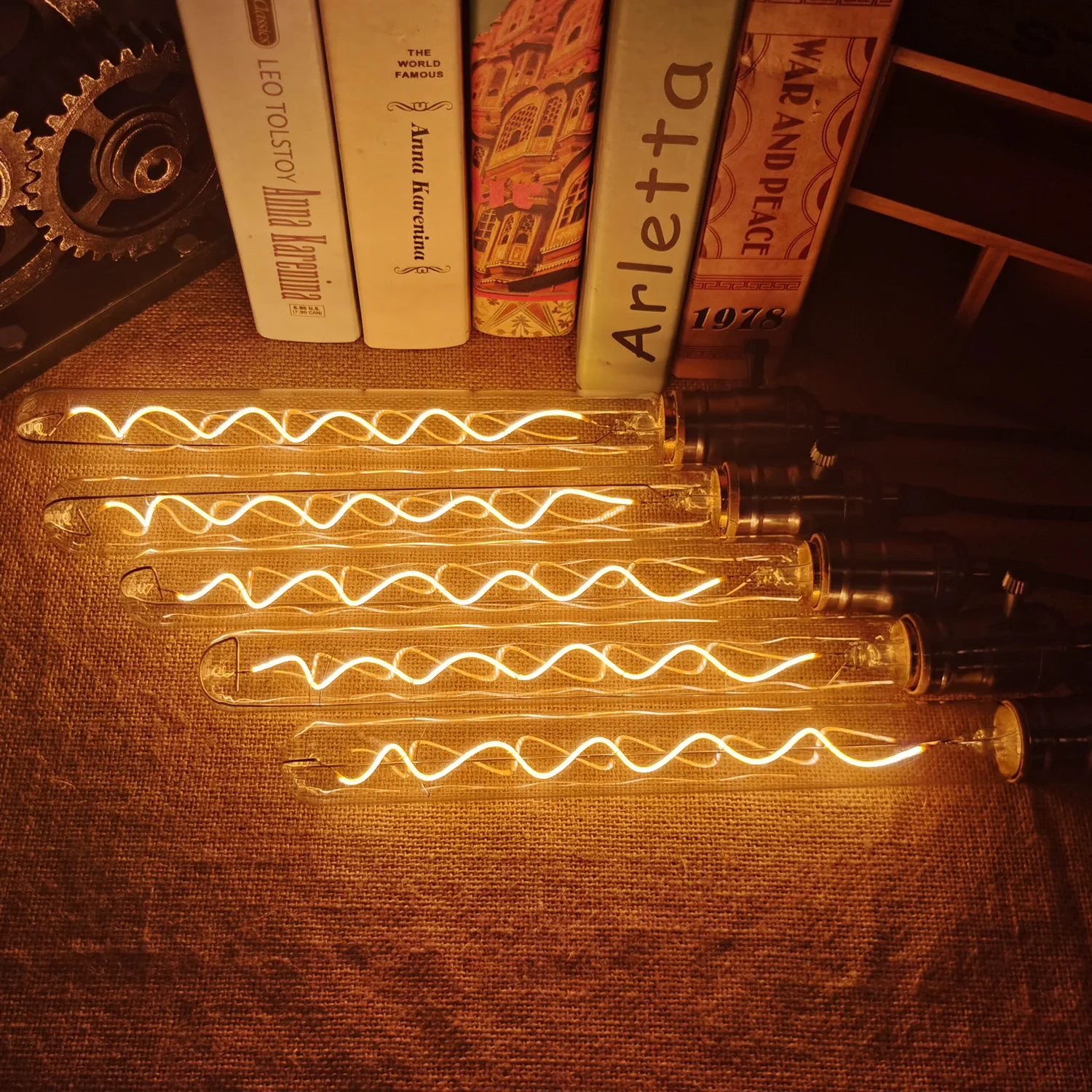 Bombilla Edison Vintage E27, filamento Led de tubo largo, 110V, 220V, Color ahumado ámbar claro, 4W, bombilla decorativa regulable