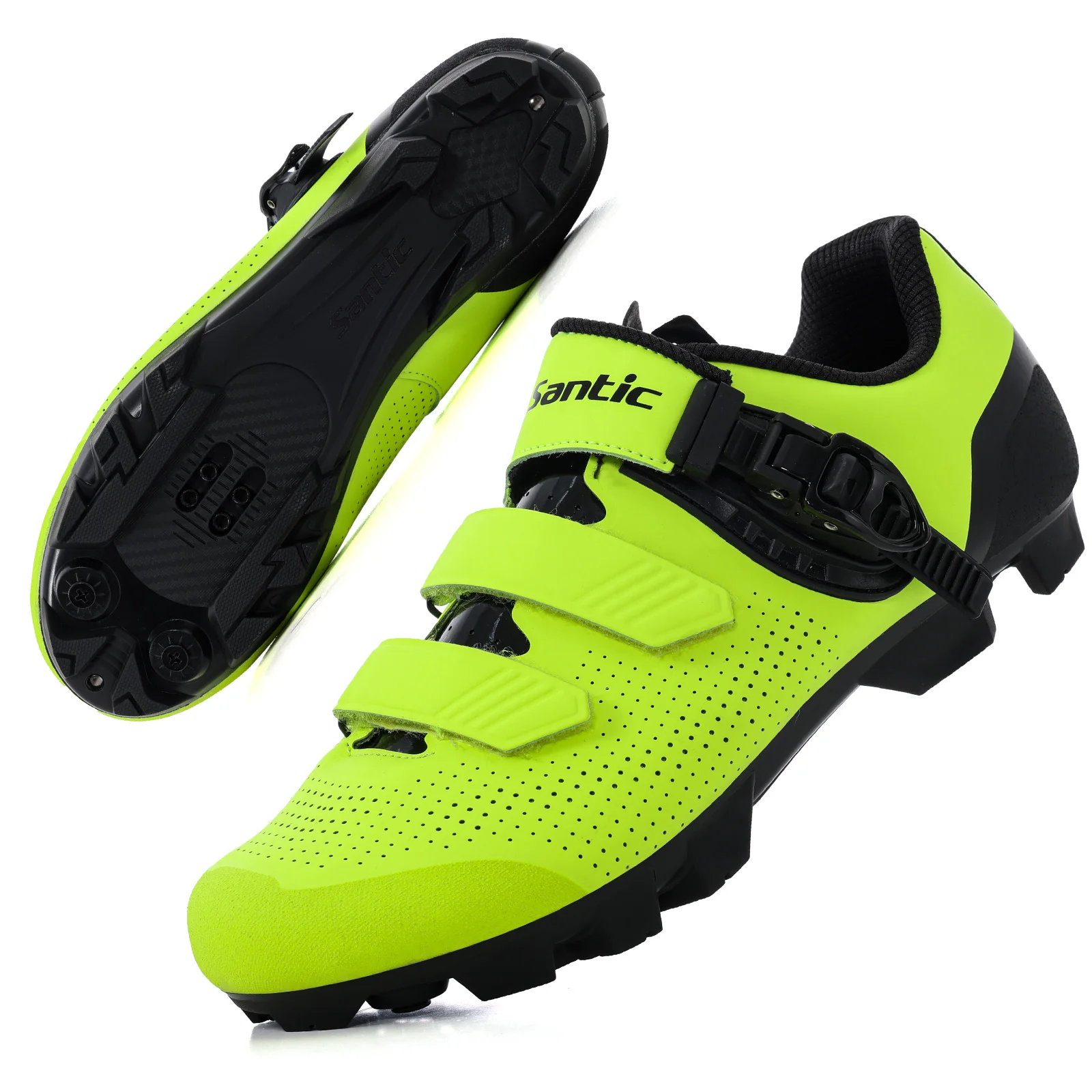 Santic-zapatos de bloqueo para bicicleta de montaña para hombre, zapatillas con bloqueo SPD, accesorios de bicicleta MTB, transpirables, con autosujeción, Unisex