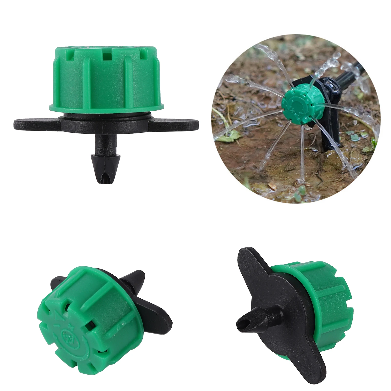 Microboquillas de riego para invernadero, goteros de flujo ajustable de 8 orificios para jardín, cama de flores, 20/50/100 piezas