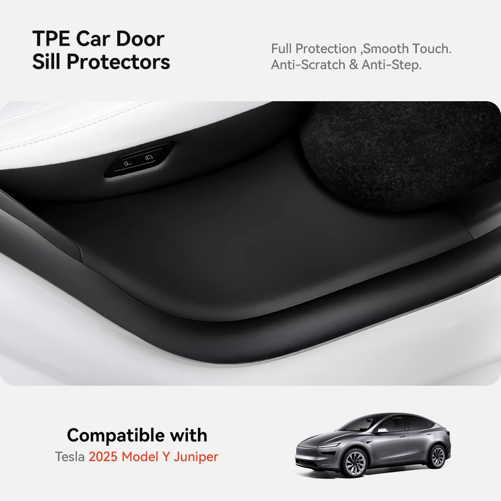 YZ para Tesla Model Y Juniper 2021-2025 cubierta de protección de pista de asiento delantero de coche umbral de puerta trasera placa antipatadas decoración Interior