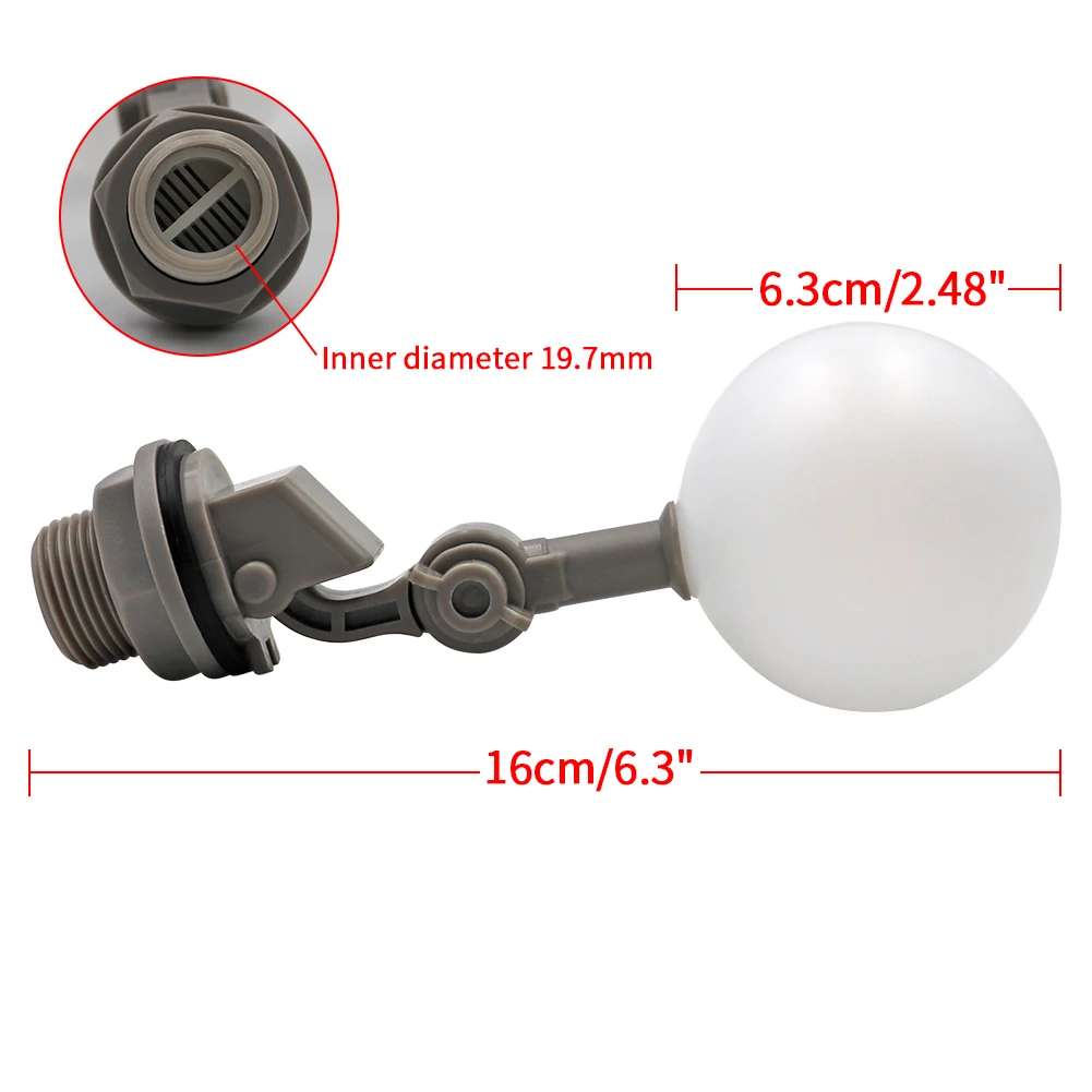 1 Uds válvula de bola flotante 1/2 "o 3/4" válvula de bola de flotador de agua ajustable de plástico para torre de agua tanque de agua bebedero de agua para ganado
