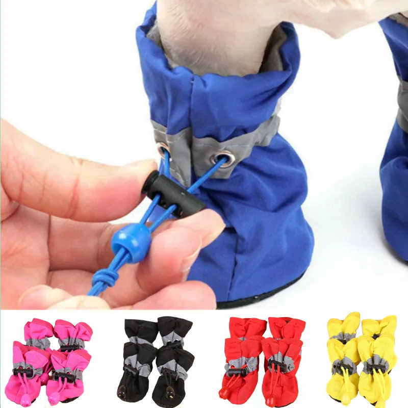 Juego de 4 Zapatos Impermeables para Perros, Botas Antideslizantes para Lluvia, Calzado para Perros Pequeños, Cachorros, Botines para Mascotas, Accesorios para Patas de Perro