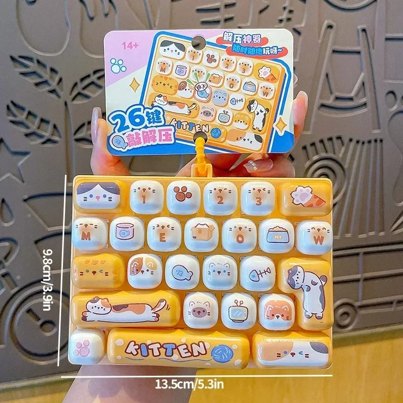 26Grid Keycap Clicker Antiestrés, Llavero de Teclado Fidget, Botón de Descompresión, Diseño de Dibujos Animados, Relajante para Manos, Regalo para Fiestas, 26구 키캡 키링