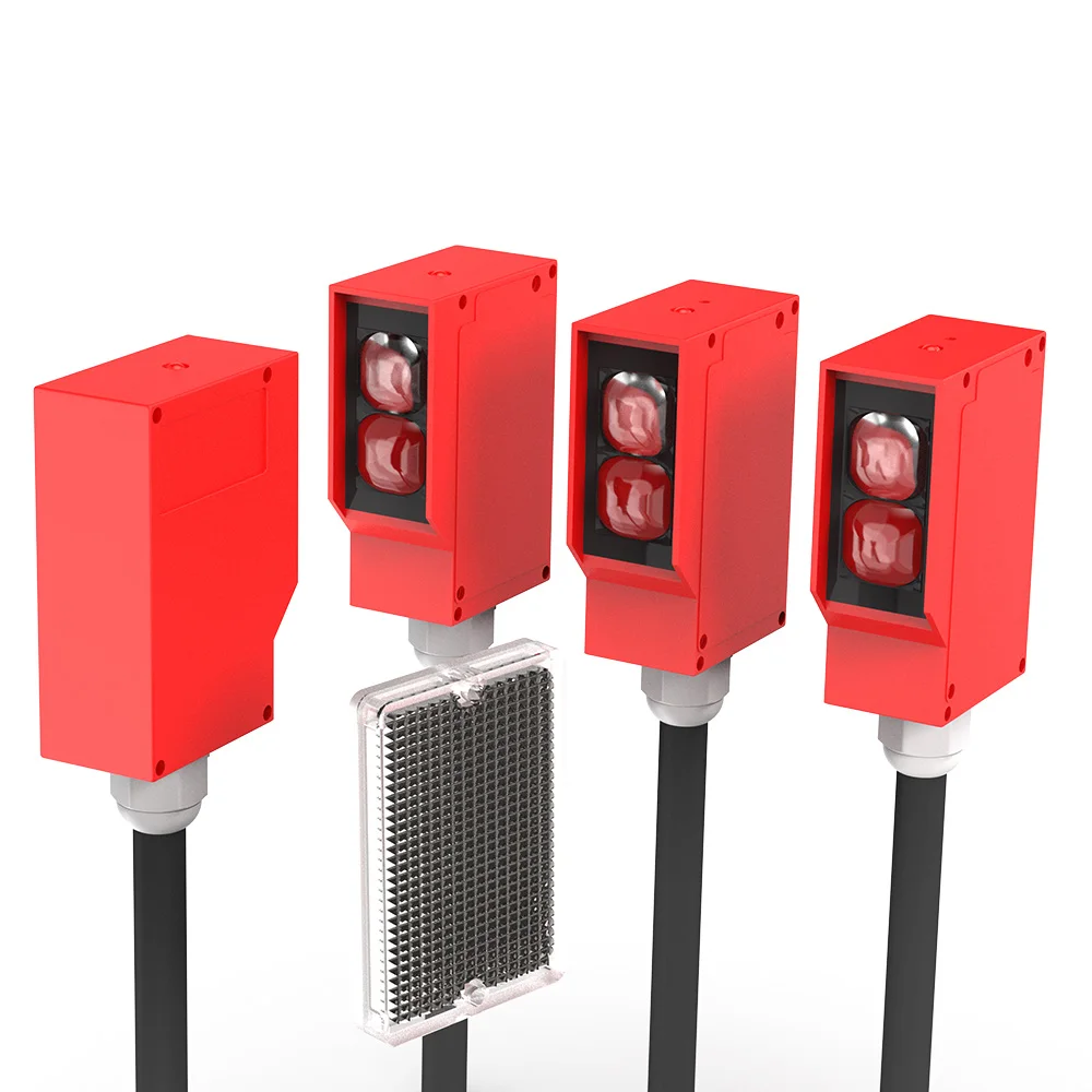 Sensor fotoeléctrico GTRIC interruptor infrarrojo fotoeléctrico cuadrado retrorreflectante IP67 impermeable 24-220V AC DC Universal 10m de distancia