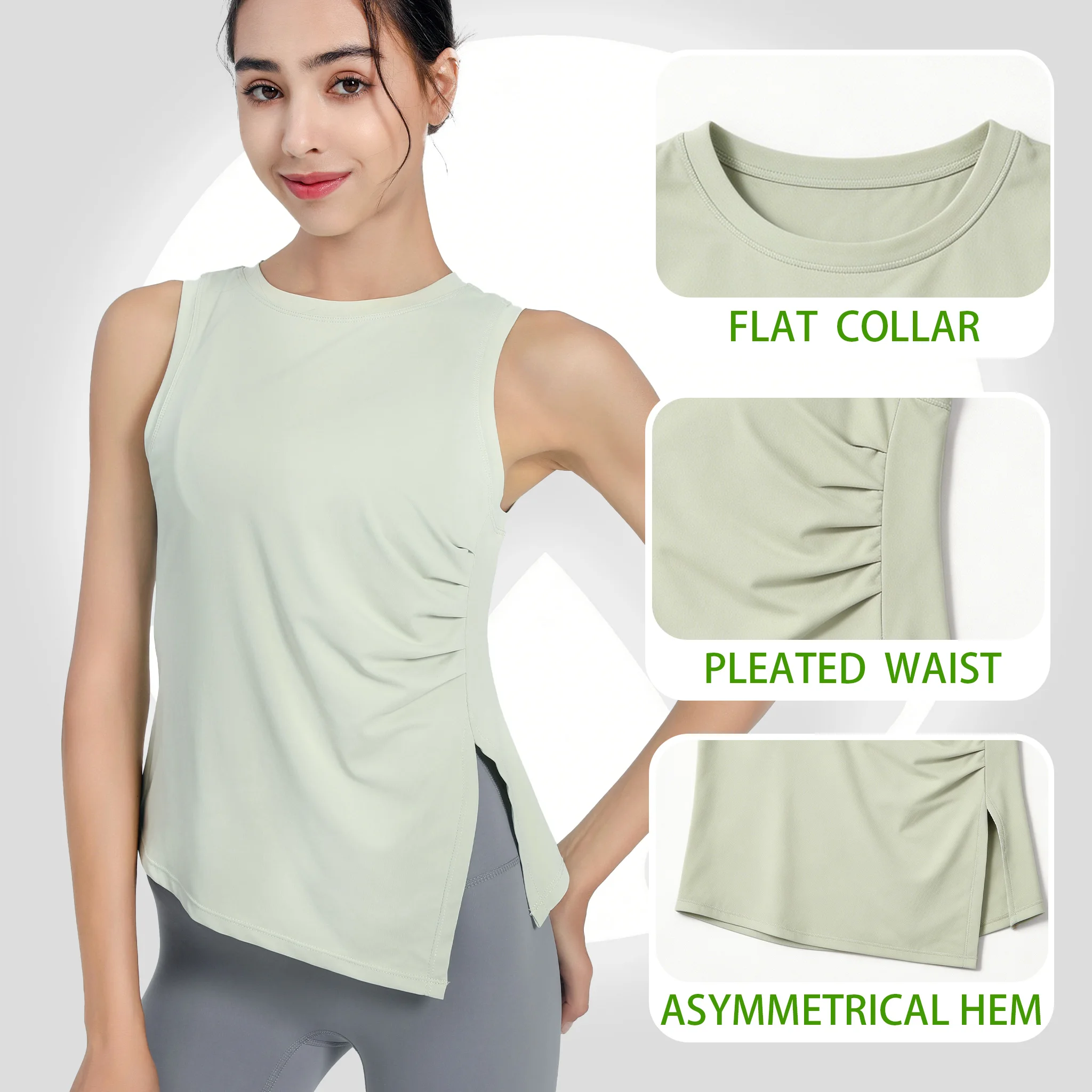 Chaleco deportivo con abertura para mujer, chaleco recortado de Yoga y Pilates de alta elasticidad, Top para entrenamiento físico, camiseta sin mangas transpirable, ropa deportiva femenina