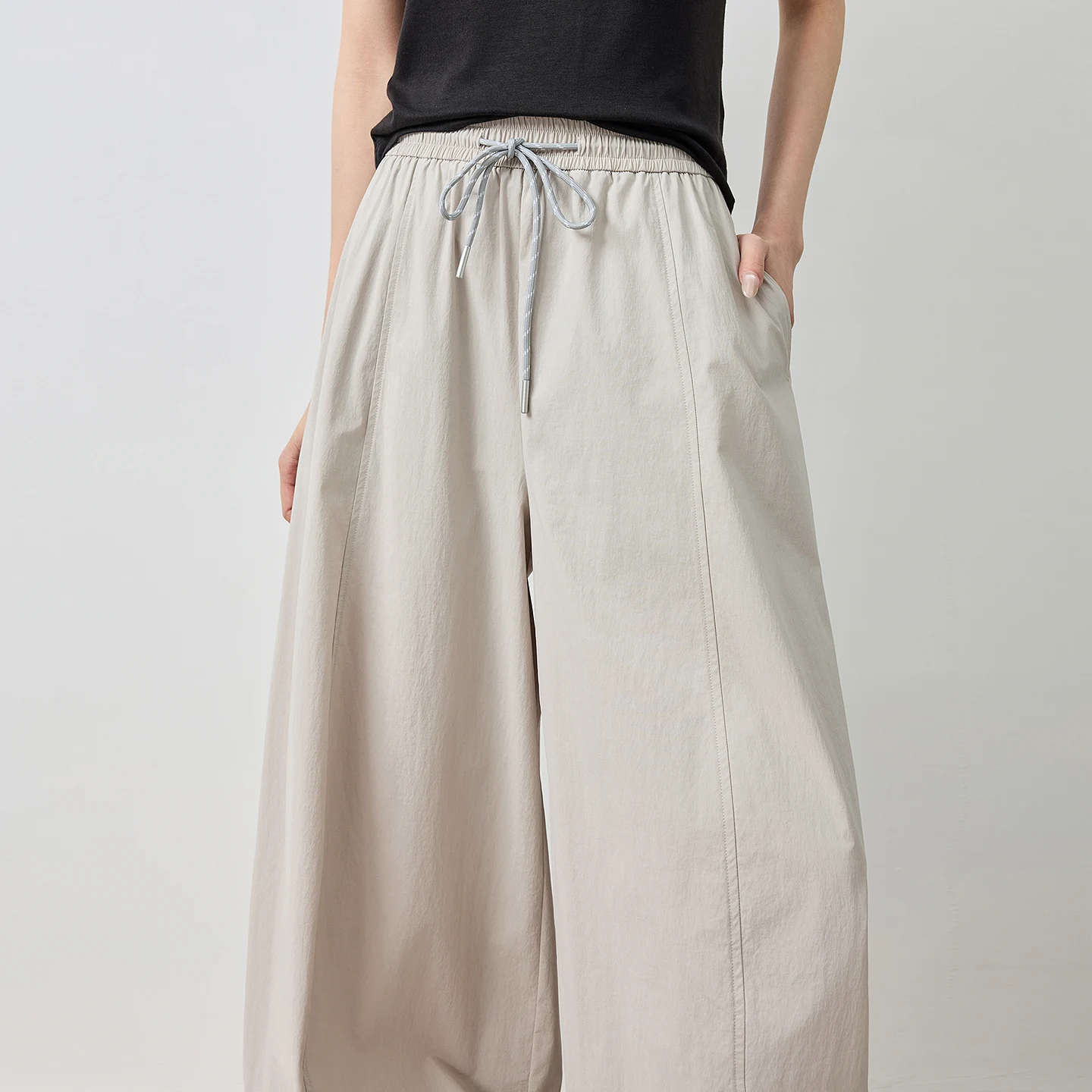 Pantalones Casuales Texturizados para Mujer TOYOUTH, Verano 2026, Nuevos, Protección Solar UPF50+, Cintura Elástica, Holgados, Cubren la Cadera, Estilo Banana, a la Moda