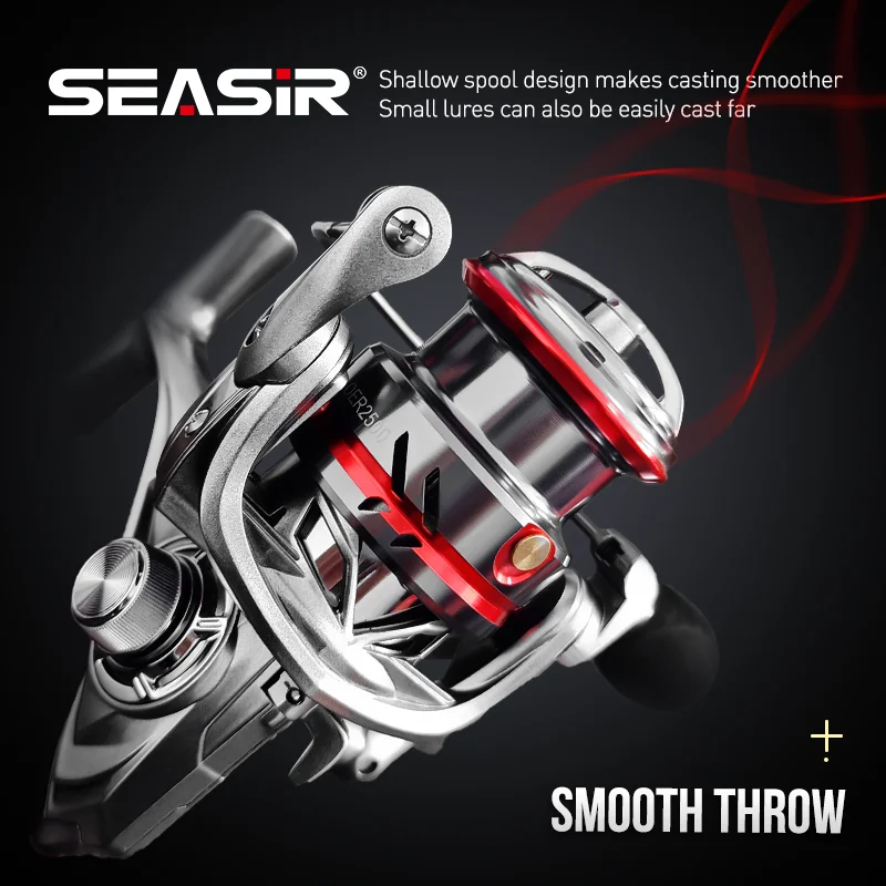 SEASIR OER SEASIR OER Carrete de pesca giratorio ultraligero de aluminio, arrastre máximo de 12kg, aparejos de pesca de agua dulce y salada