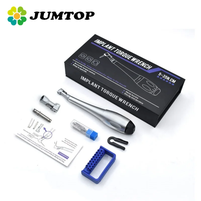 JUMTOP Llave dinamométrica universal para implante dental con 12 conductores, cabezal de pestillo para odontología, pieza de mano de 5 a 35 N.cm