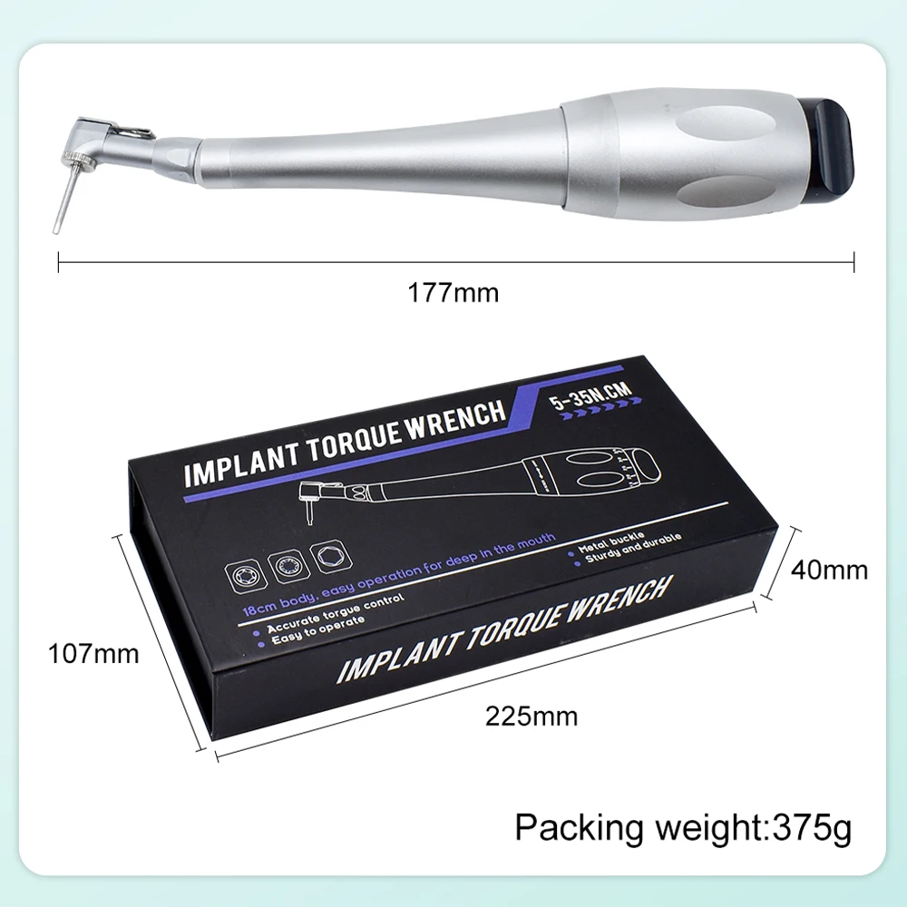 Llave Dinamométrica Universal para Implantes Dentales, 5-35N.cm, con 16 Puntas, Cabezal de Bloqueo, Herramienta de Reparación de Implantes Dentales