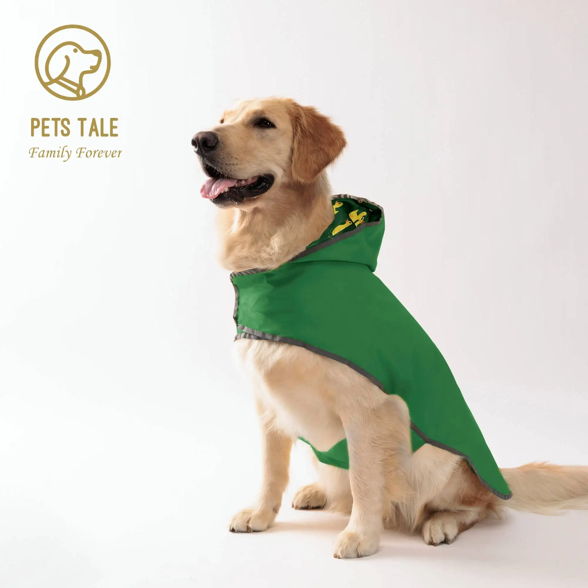 Chubasquero para perros para todo tipo de clima: abrigo impermeable de doble cara con revestimiento de PU de fibra de poliéster y cierre de velcro de ajuste rápido