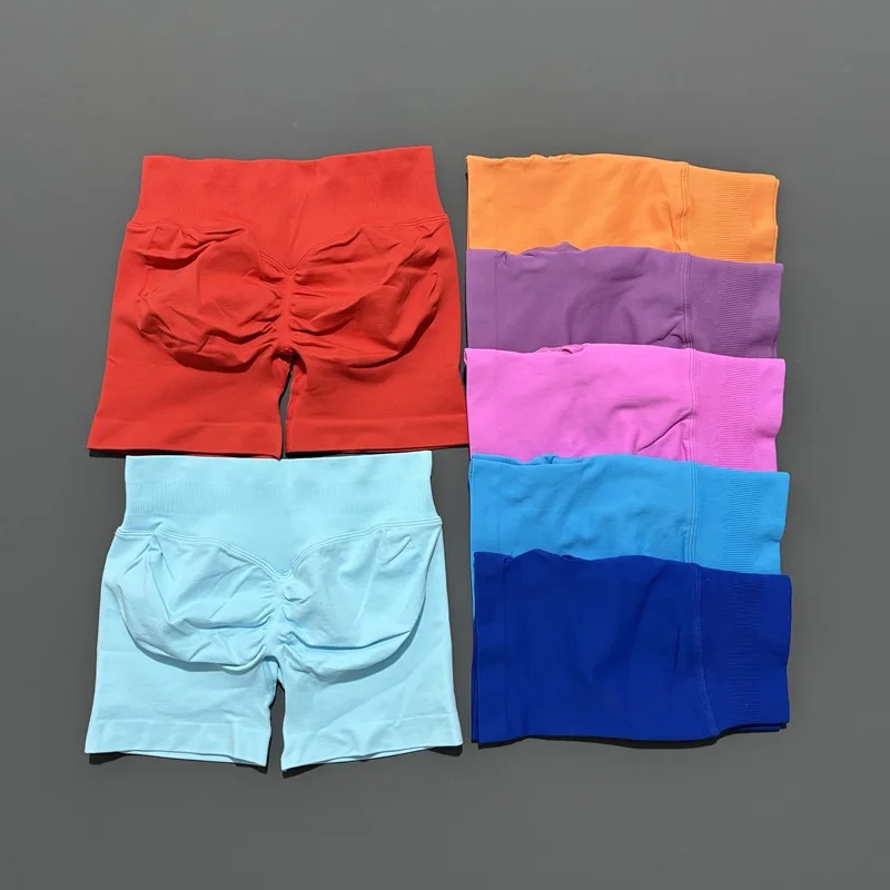 Histello-pantalones cortos deportivos de 4,5 pulgadas para mujer, mallas de Yoga sin costuras, mallas elásticas de cintura baja para correr, Fitness, pantalones cortos de entrenamiento para gimnasio
