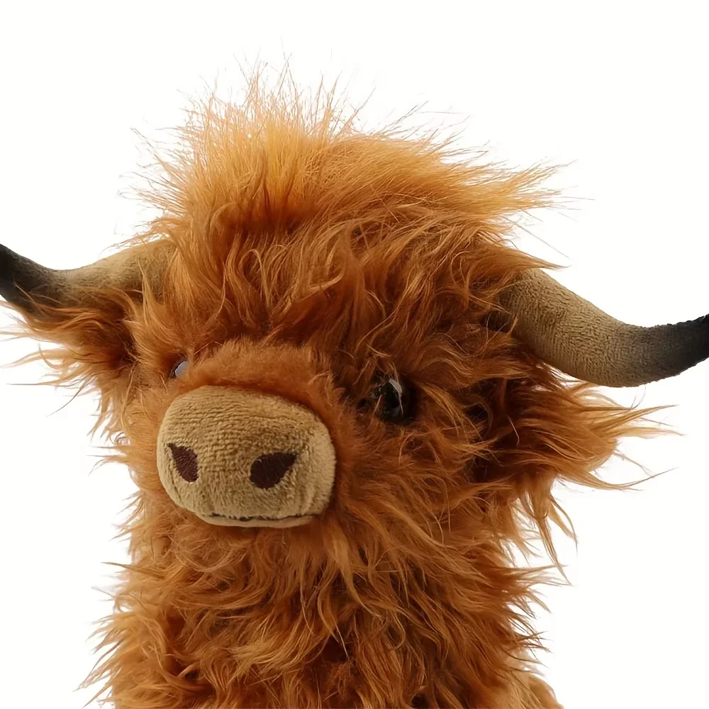 25cm simulación Kyloe crema vaca de las tierras altas Animal de peluche de juguete suave relleno vaca de las tierras altas Cattlle Plushie regalo de cumpleaños para niños niñas