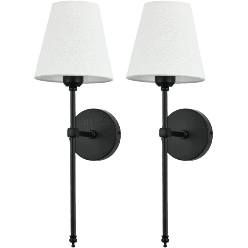 Lámpara de pared americana moderna para espejo de baño, decoración de dormitorio, pasillo, aplique con pantalla de tela, 100V-220V, cableado directo