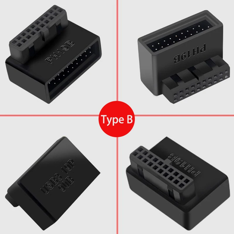 Conector adaptador de cabezal de placa base de ordenador USB 3,0 19 pines/20 pines convertidor de escritorio de 90 grados accesorios de computadora de escritorio