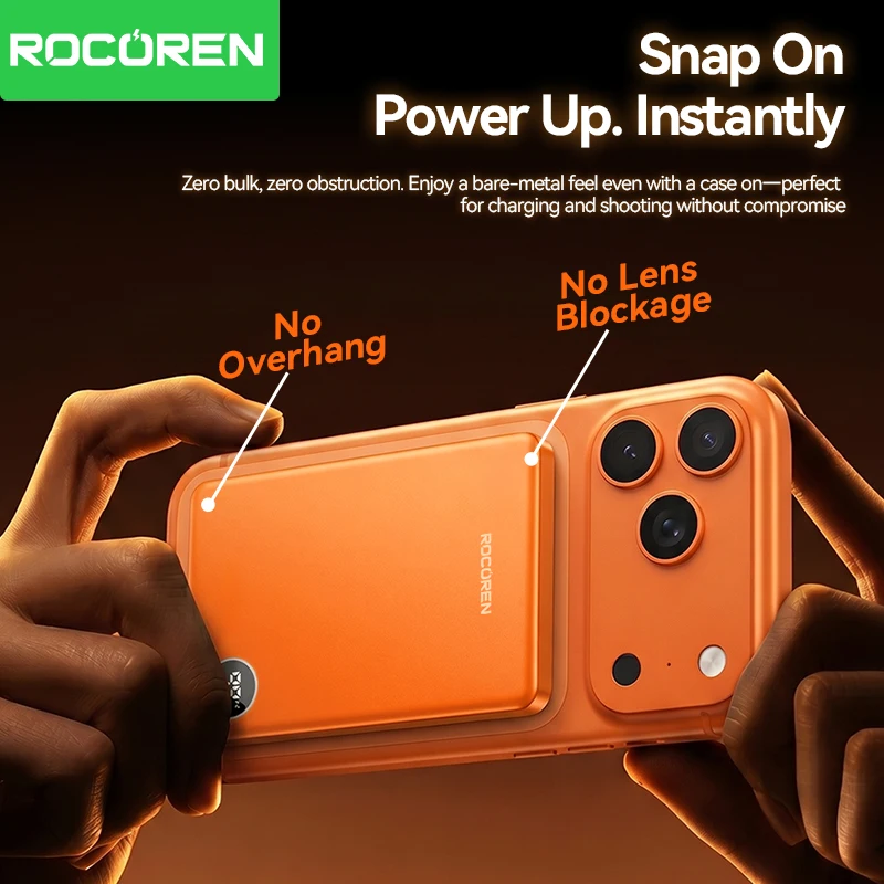 Rocoren, batería externa magnética de 10000 mAh, 5000 mAh, con carga rápida PD de 20 W, pantalla digital, cargador inalámbrico, batería externa portátil para iPhone 18, 17, 16 Pro Max.