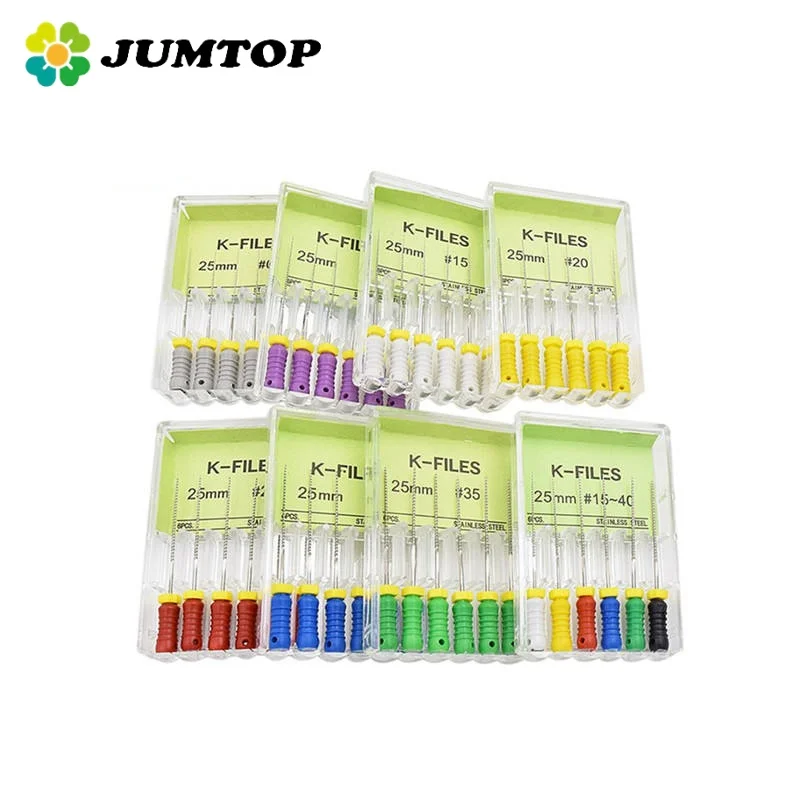 JUMTOP-limas dentales K de uso manual, limas Endo flexibles NiTi de acero inoxidable para tratamiento de conducto radicular, longitud 21/25/31mm