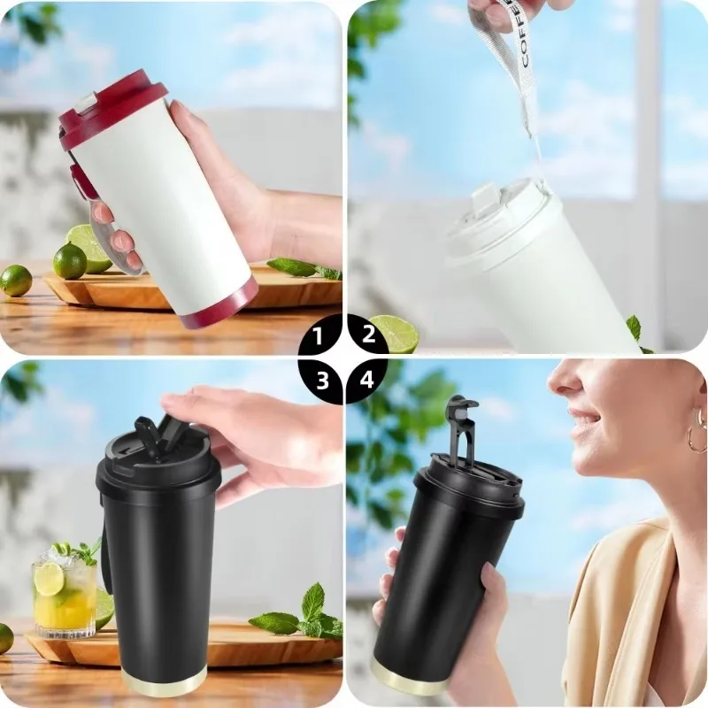 Frascos de vacío de cerámica de gran capacidad, termos reutilizables de doble pared, taza de café de acero inoxidable, taza aislada, artículos para beber para el hogar
