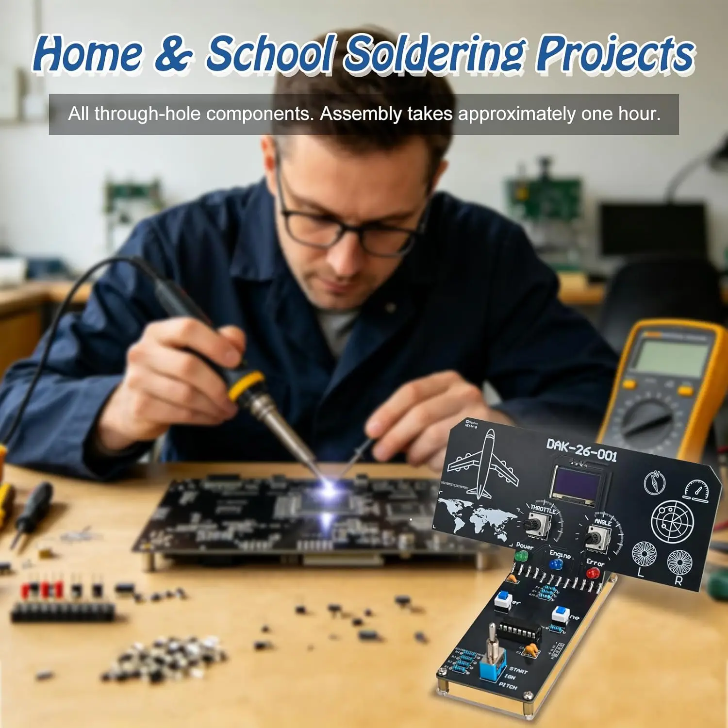 Kit de Soldadura para Simulador de Vuelo DIY con Pantalla LCD, Efectos de Sonido e Indicadores LED, Kit de Aprendizaje de Electrónica STEM para la Escuela