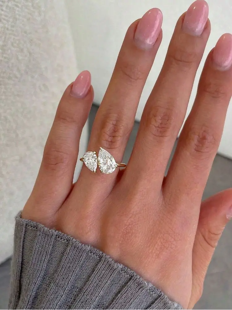 Anillos de circonio con forma de gota de agua brillante de Plata de Ley 925 para mujer, regalo de aniversario de boda, joyería fina de alta calidad
