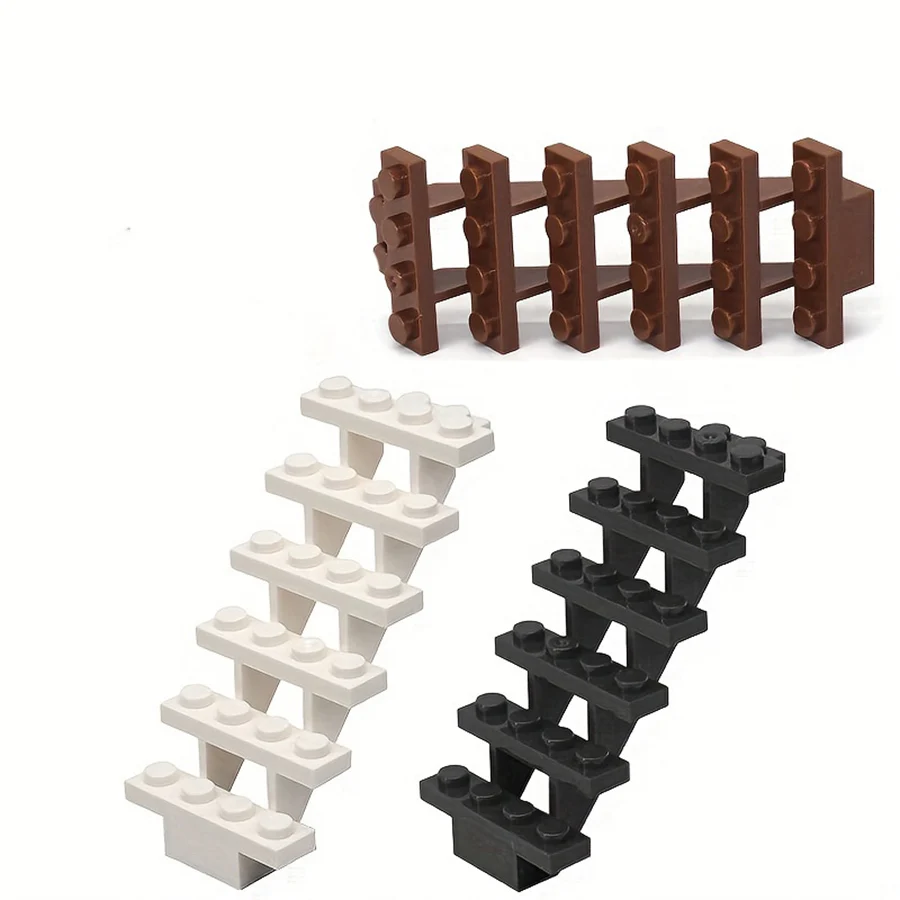 4 Uds. Escalera ladrillos MOC 7x4x6 casa escaleras recta abierta 30134 escalones escalera Modular mi ciudad bloque de construcción DIY ladrillos de juguete