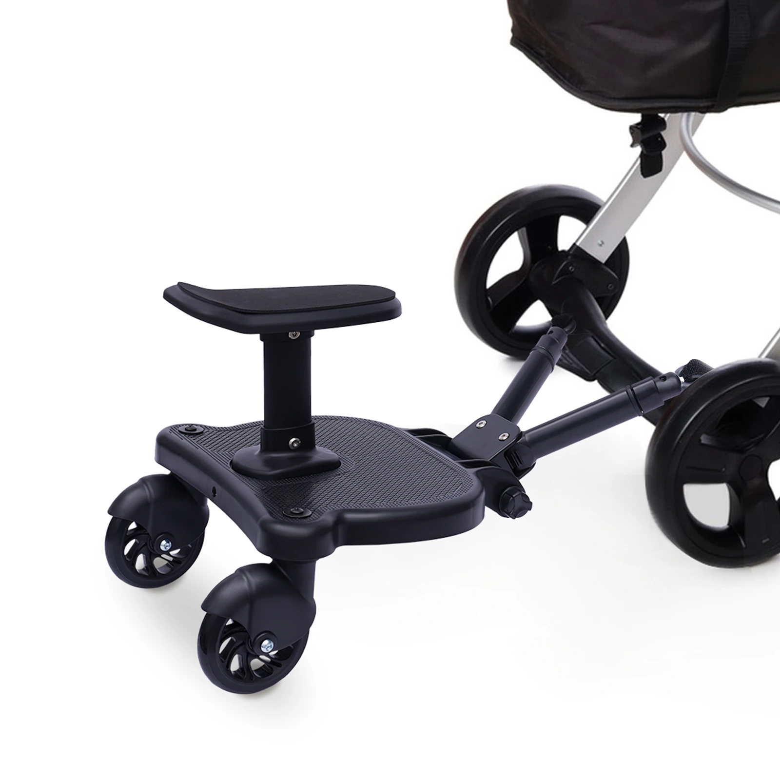 Plataforma Universal para Cochecito con Asiento Desmontable 2 en 1, Adaptador de Pedal Auxiliar, Plataforma para Niños, Carga 25 kg, para Segundo Niño, Gemelos, Scooter, Accesorios para Cochecito
