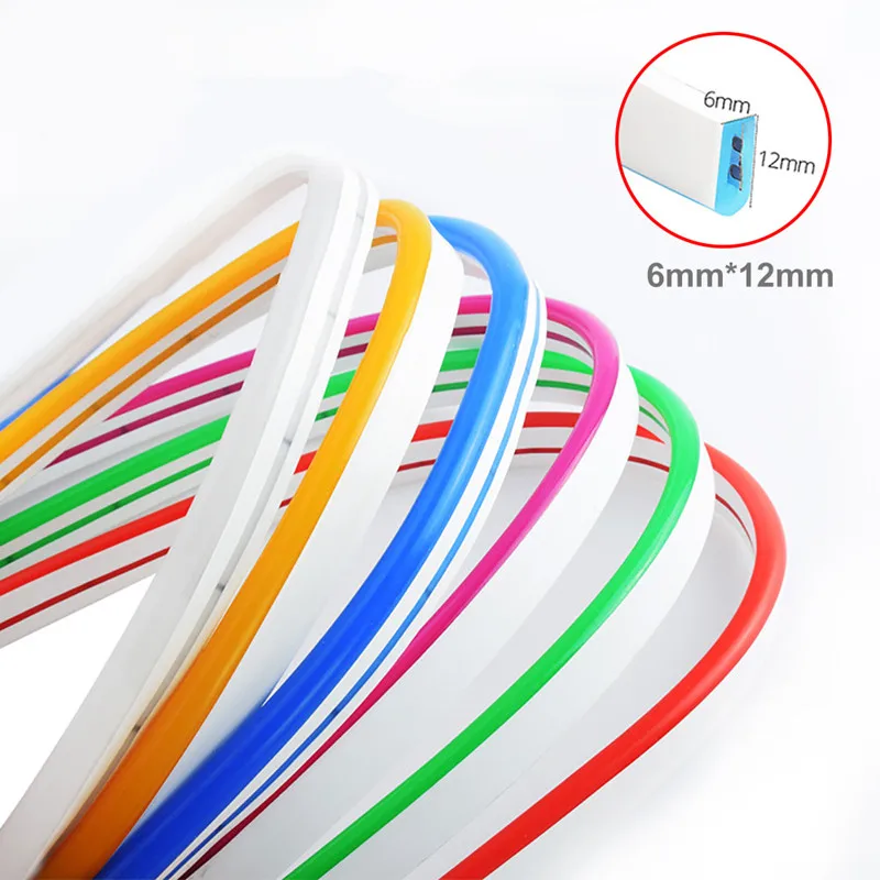 Tira de luces Led de neón de 12V, cinta flexible, lámpara, cuerda, barra de tubo de silicona impermeable, 1cm, 1led de corte, tablero de anuncios DIY, cartelera