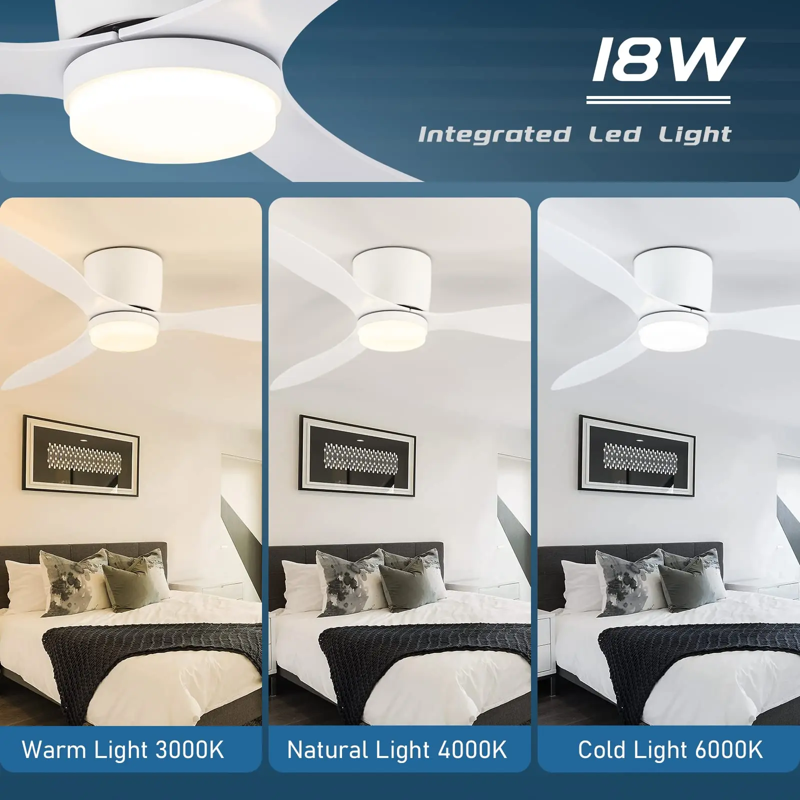IRALAN-ventilador de techo de suelo bajo de 52 pulgadas, ventilador LED moderno para dormitorio, lámpara de techo para comedor, sala de estar, ventilador eléctrico para el hogar