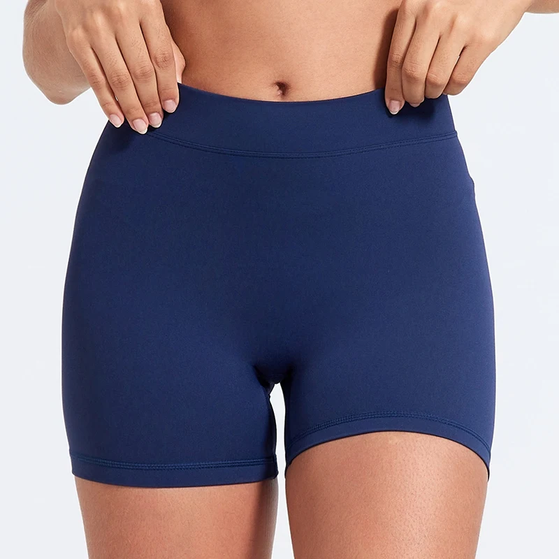 Pantalones cortos con espalda en V para mujer, Shorts sexys de cintura alta para Yoga, levantamiento de cadera, ajustados de nailon, para entrenamiento deportivo y Fitness