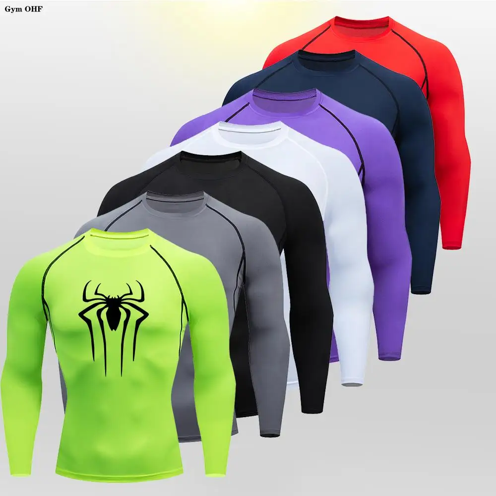 Camiseta de compresión de araña para hombre, camiseta deportiva para gimnasio, sudadera para correr, entrenamiento de Montañismo al aire libre