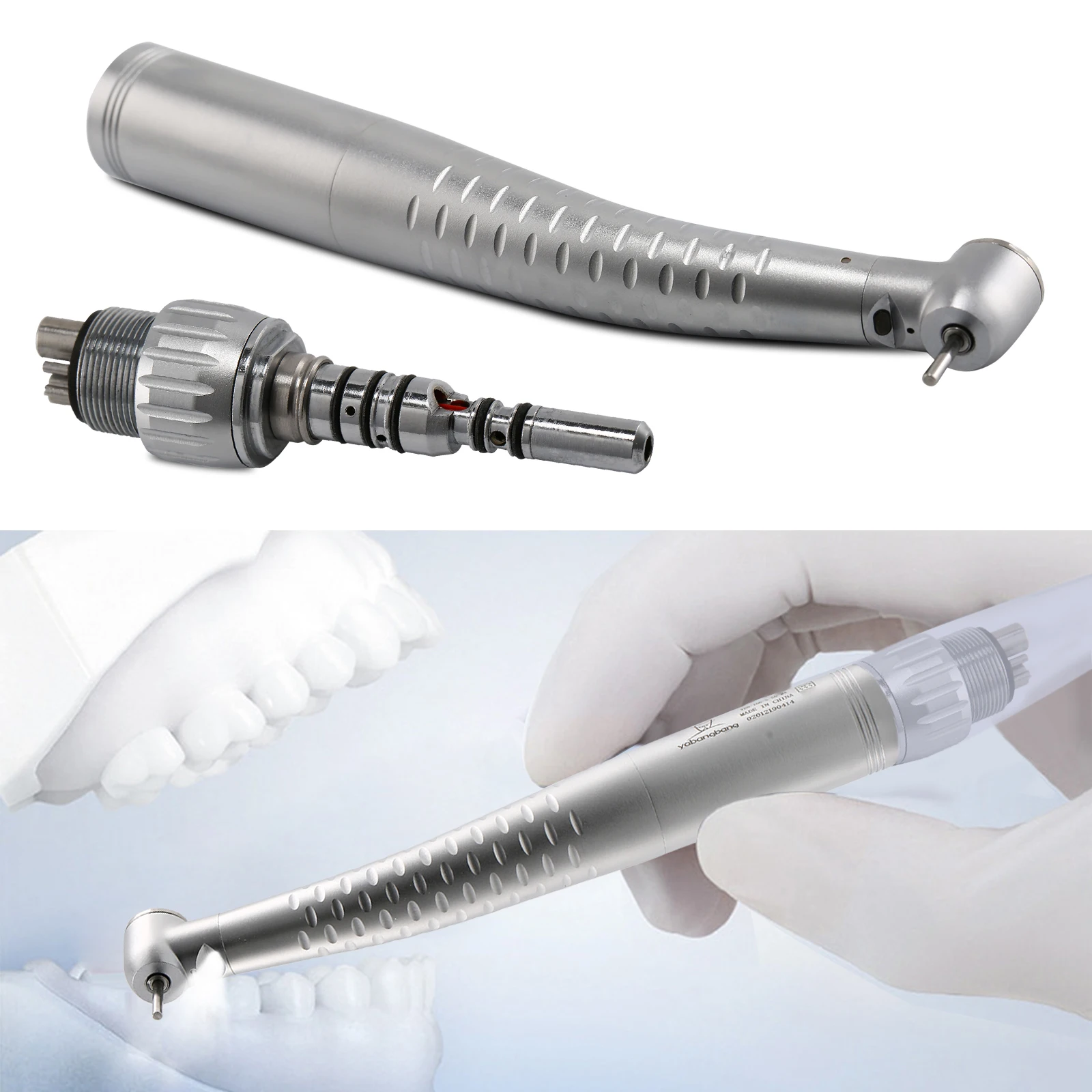 Turbina de fibra óptica LED para odontología, pieza de mano con botón pulsador y acoplador rápido de 6 orificios, ajuste giratorio de 360 °, estilo KaVo